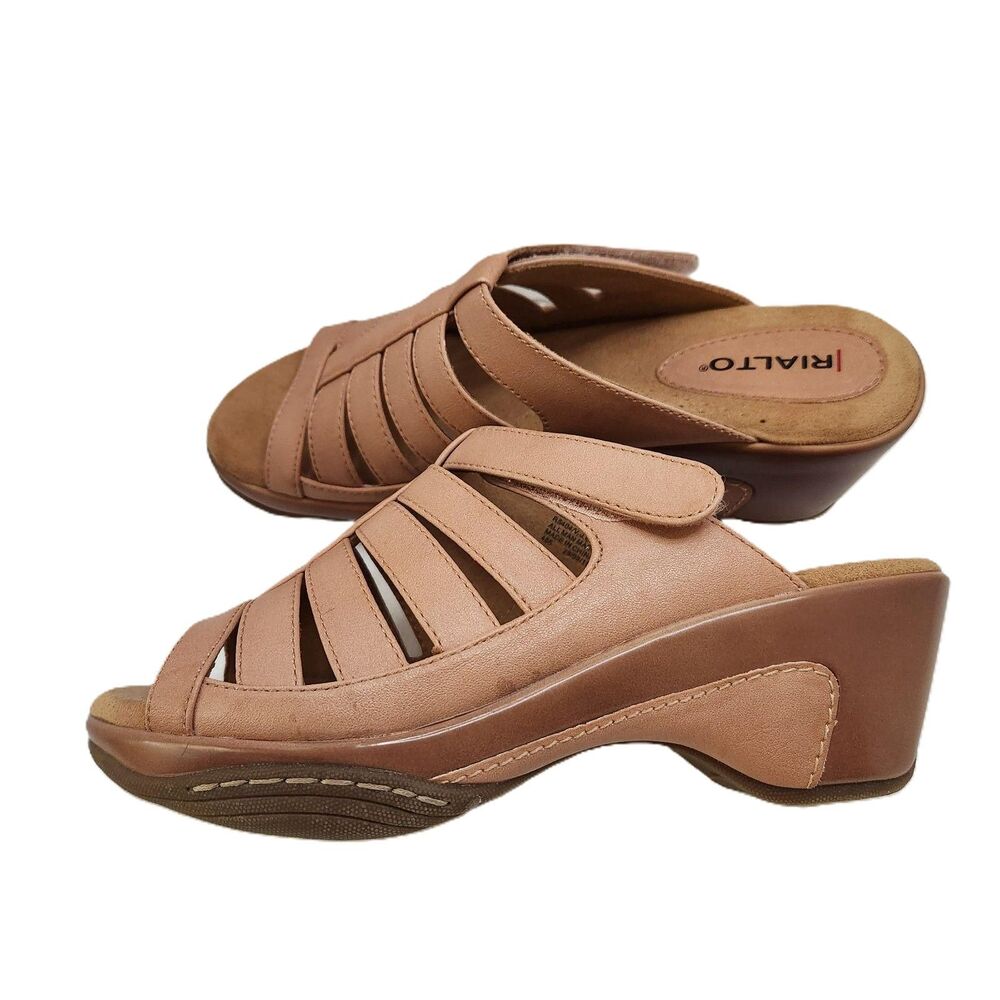 Rialto Valencia Wedge Slide Sandals Women’s 9.5 Rosewood
